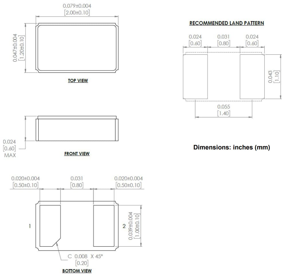 Mechanical Drawing - Abracon ABS06N Crystals
